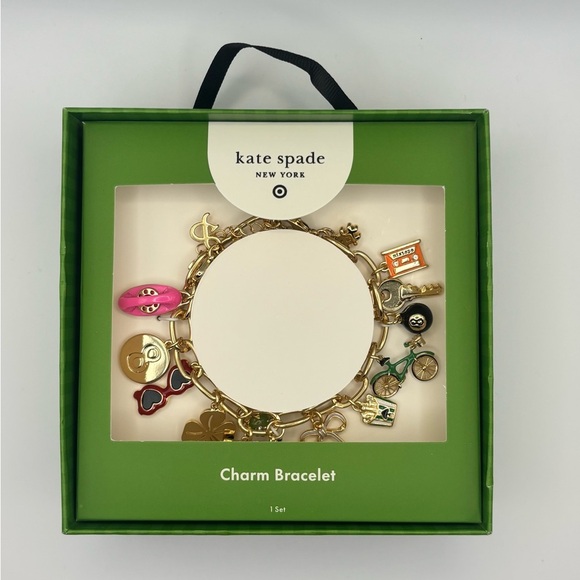 kate spade Jewelry - NEW Kate Spade Pink and Gold Mixed Novelty Chunky Charm Bracelet